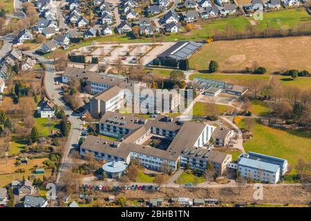 Aerial view of the Bestwig monastery, sisters of St. Mary Magdalene Postel, Julie- Postel house, Bestwig, Sauerland, North Rhine-Westphalia, Germany Stock Photo