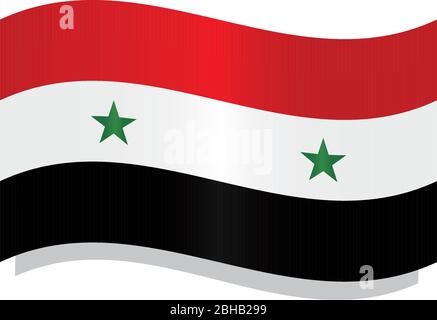Waving flag of Syria Stock Vector