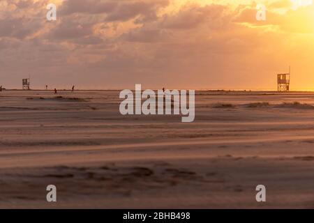 Germany, Lower Saxony, Ostfriesland, Juist, sunset on the beach. Stock Photo