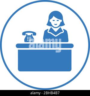 Beautiful design and fully editable Reception, receptionist, desk, lobby, office, service icon for commercial, print media, web or any type of design Stock Vector