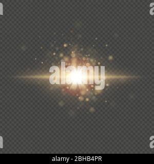 Special effect - shining star sun particles and sparks. Glitter and sequins bokeh lights isolated on transparent background. EPS 10 Stock Vector
