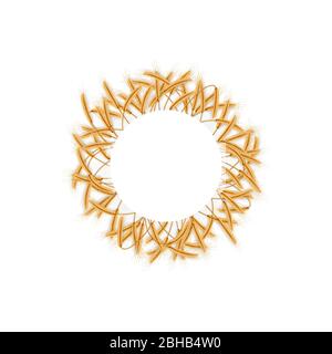 Realistic ears of wheat in wreath frame isolated on white background. EPS 10 Stock Vector