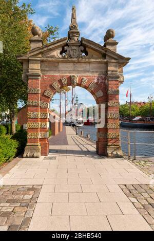 Germany, Lower Saxony, Emden, the port gate was built in 1635 by the master builder Martin Faber (1587-1648) from Emden. Stock Photo