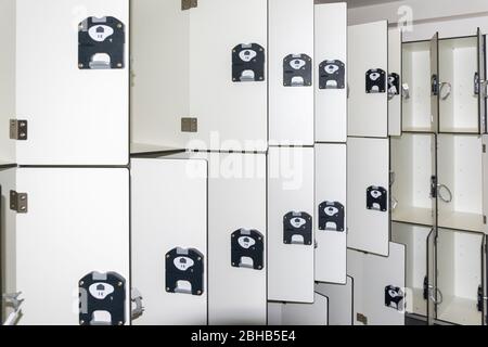 France, Metz, lockers in a museum. Stock Photo