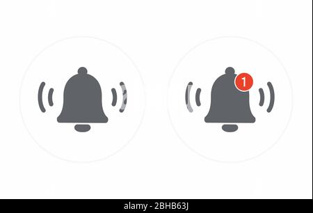 Stock vector notification bell icon for incoming inbox message vector ringing bell and notification number sign. Stock Vector