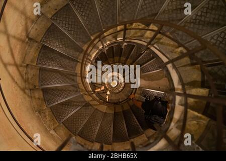 Spiral stairway inside of Arc de Triumph, Paris Stock Photo