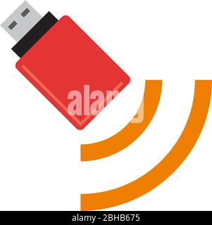 Vector sign, USB WiFi modem or adapeter. Design in red Stock Vector
