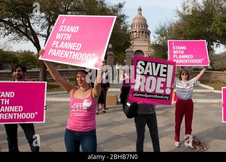Austin, Texas USA, March 8, 2011: Mostly female crowd of demonstrators show their support for Planned Parenthood during a rally in front of the Texas Capitol in downtown Austin. © Marjorie Kamys Cotera/Bob Daemmrich Photography