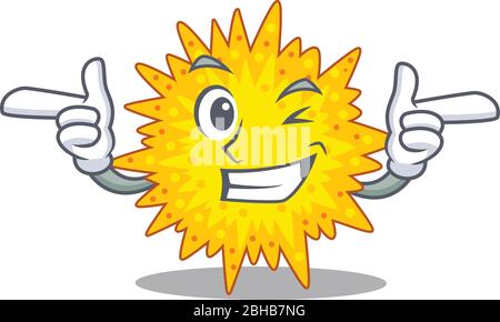 Cartoon design concept of mycoplasma with funny wink eye Stock Vector