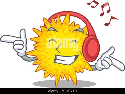 Mycoplasma in Cartoon design concept listening music Stock Vector