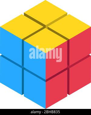 Rubik, great design for any purposes. Abstract geometric illustration. Stock Vector