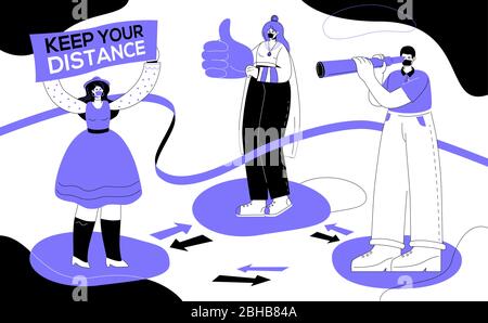 Keep your distance - colorful flat design style illustration Stock Vector