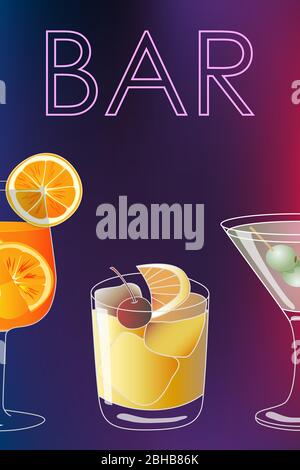Cocktail party vector invitation poster or banner with colorful drinks Stock Vector