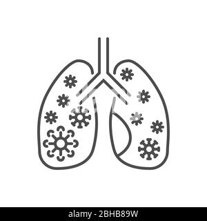 Lungs Infection related vector thin line icon. Stock Vector