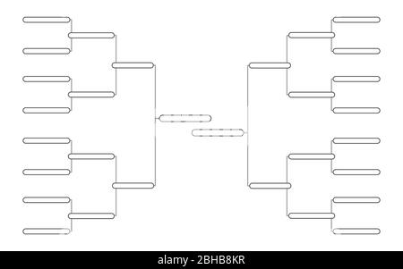 Simple tournament bracket template for 16 teams on white background Stock Vector