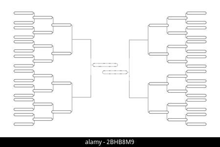 Simple tournament bracket template for 32 teams on white background Stock Vector