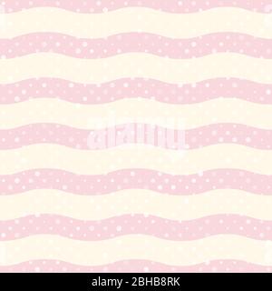 Seamless repeat striped pink waves pattern. Retro pastel pattern. EPS 10 Stock Vector