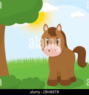 Cute horse cartoon Stock Vector