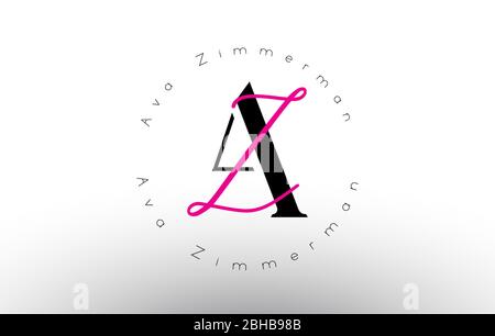 Letter AZ signature minimalistic monogram vector logo. Simple AZ Icon with Circular Name Pattern. Creative Handwritten Vector Illustration with letter Stock Vector