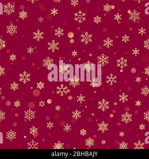 Christmas seamless pattern from white snowflakes on red background. EPS 10 Stock Vector