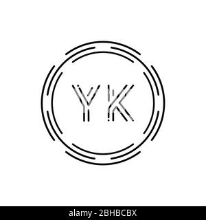 Initial YK Logo Design Vector Template. Creative Circle Letter YK Business Logo Vector Illustration Stock Vector