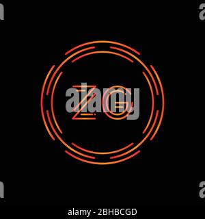 Initial ZG Logo Design Vector Template. Digital Circle Letter ZG Business Logo Vector Illustration Stock Vector