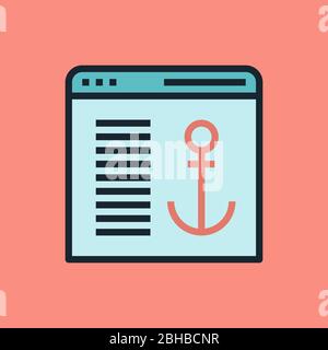 Anchor Text. Digital marketing concept illustration, flat design linear style banner. Stock Vector