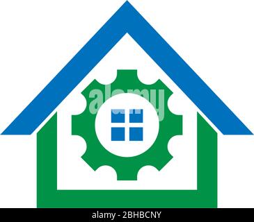 Combination of gear and property logo icon illustation Stock Vector