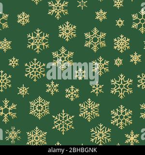 Seamless holiday texture, Christmas pattern with gold snowflakes decoration for textiles, brochure, card. EPS 10 Stock Vector