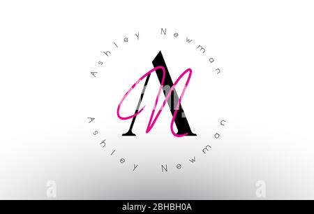 Letter AN signature minimalistic monogram vector logo. Simple AN Icon with Circular Name Pattern. Creative Handwritten Vector Illustration with letter Stock Vector