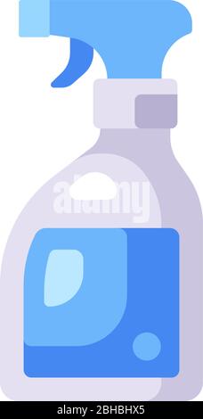 Transparent disinfectant bottle illustration. Sanitizer spray flat icon Stock Vector