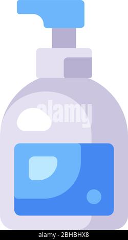 Hand sanitizer bottle illustration. Liquid soap dispenser flat icon Stock Vector