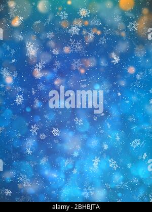 Blue blurred winter banner with snow flakes. EPS 10 Stock Vector