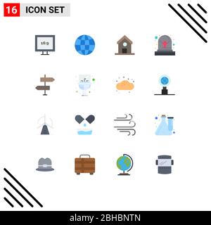 16 Universal Flat Color Signs Symbols of direction, arrows, learn, arrow, grave Editable Pack of Creative Vector Design Elements Stock Vector