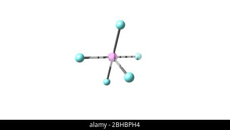 Arsenic pentafluoride is a chemical compound of arsenic and fluorine. The oxidation state of arsenic is 5. 3d illustration Stock Photo