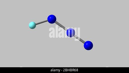 Hydrazoic acid or hydrogen azide or azoimide is a compound with the chemical formula HN3. It is a colorless, volatile, and explosive liquid at room te Stock Photo