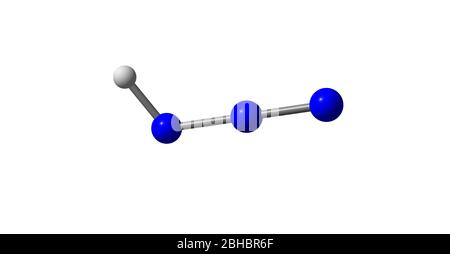 Hydrazoic acid or hydrogen azide or azoimide is a compound with the chemical formula HN3. It is a colorless, volatile, and explosive liquid at room te Stock Photo