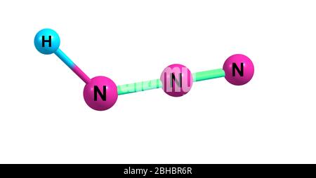 Hydrazoic acid or hydrogen azide or azoimide is a compound with the chemical formula HN3. It is a colorless, volatile, and explosive liquid at room te Stock Photo