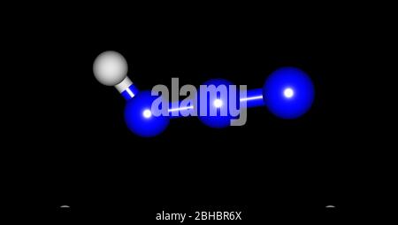 Hydrazoic acid or hydrogen azide or azoimide is a compound with the chemical formula HN3. It is a colorless, volatile, and explosive liquid at room te Stock Photo