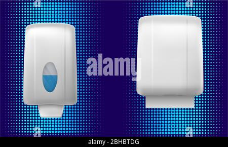 mock up illustration of soap and tissue dispenser on abstract background Stock Vector