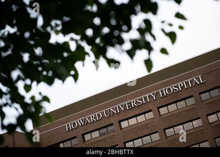 Washington, USA. 24th Apr, 2020. A general view of the Howard University Hospital in Washington, DC, on April 24, 2020 amid the Coronavirus pandemic. Today, as confirmed COVID-19 cases approached 3 million globally and 1 million within the U.S.A., President Donald Trump signed a nearly $500 billion stimulus bill into law. (Graeme Sloan/Sipa USA) Credit: Sipa USA/Alamy Live News Stock Photo