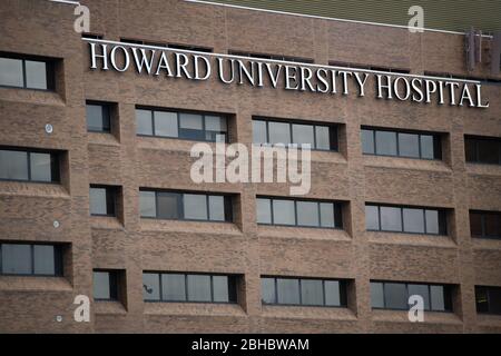 Washington, USA. 24th Apr, 2020. A general view of the Howard University Hospital in Washington, DC, on April 24, 2020 amid the Coronavirus pandemic. Today, as confirmed COVID-19 cases approached 3 million globally and 1 million within the U.S.A., President Donald Trump signed a nearly $500 billion stimulus bill into law. (Graeme Sloan/Sipa USA) Credit: Sipa USA/Alamy Live News Stock Photo