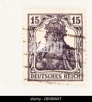 SEATTLE WASHINGTON - April 23, 2020: German Reich stamp  featuring Germania, the personification of the German nation. Stock Photo