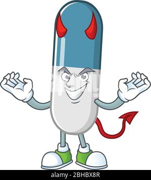 A picture of devil vitamin pills cartoon character design Stock Vector