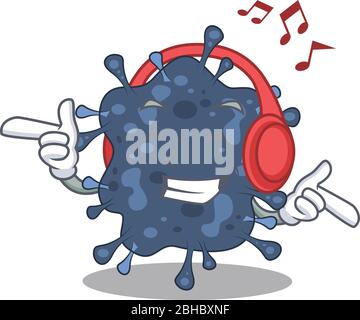 Bacteria neisseria Cartoon design concept listening music Stock Vector