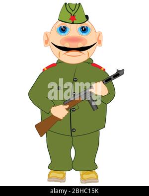 Soldier to soviet army with automaton in hand Stock Vector