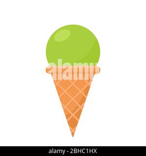 Ice cream cone in bright cartoon style on a white background. Vector illustration. Stock Photo