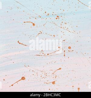 Wide brush strokes and Random gold paint splashes. Place for your design in pastel colors. Stock Photo