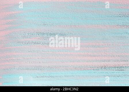 Pink and metallic paint brush strokes on blue background. Hand painted background or texture for your design. Stock Photo