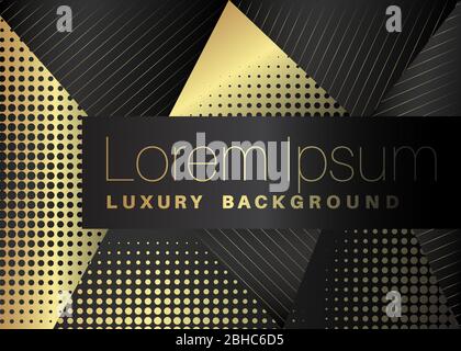 Minimalist black premium exclusive background. Vector luxury dark and golden gradient geometric elements. Stock Vector